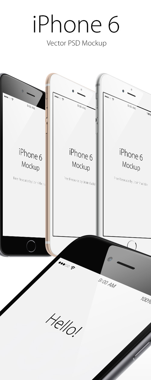 Free iPhone 6 and iPhone 6 Plus Mockup Templates (PSD, AI & Sketch) - Free Download - 20